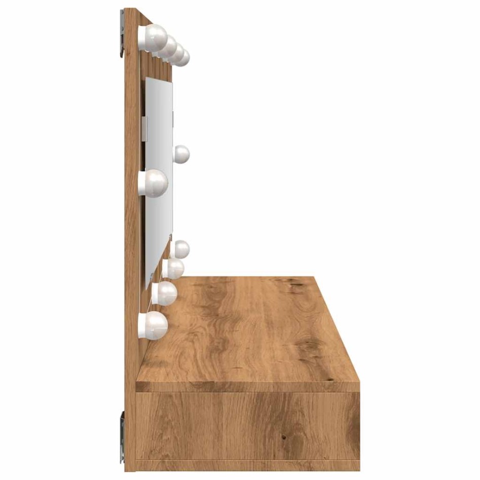 Mueble con espejo y LED roble artesanal 90x31,5x62