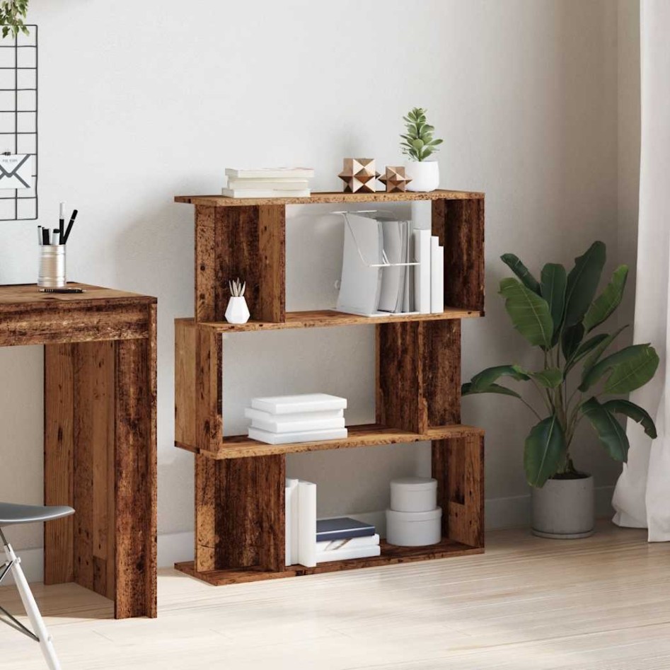 Estantería de madera de ingeniería envejecida 80x24x96