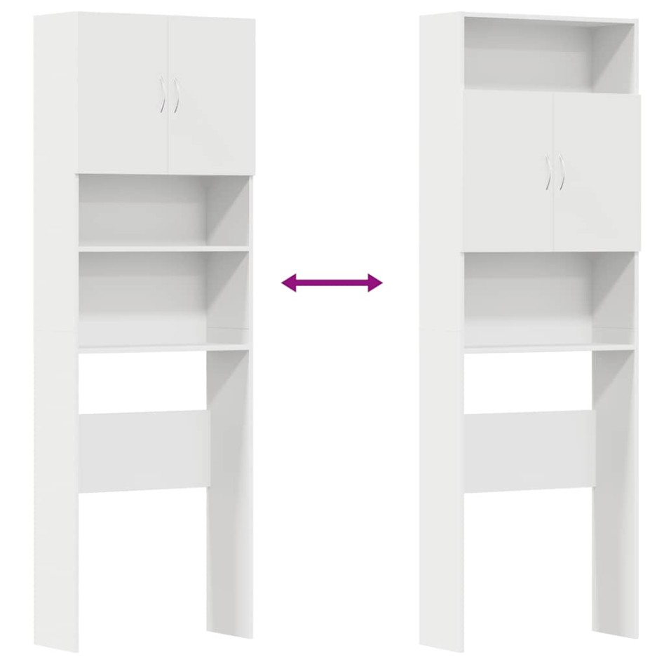 Armario de lavadora madera ingeniería blanco 64x24x190