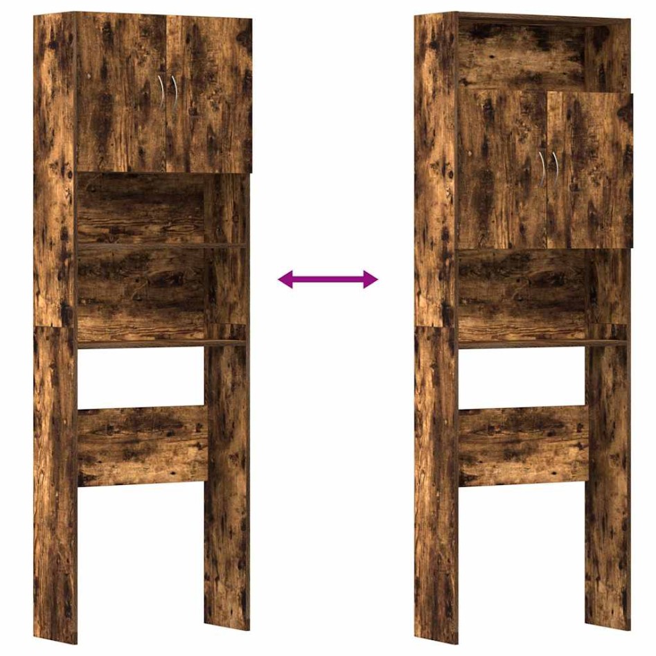 Armario lavadora madera ingeniería roble ahumado 64x24x190