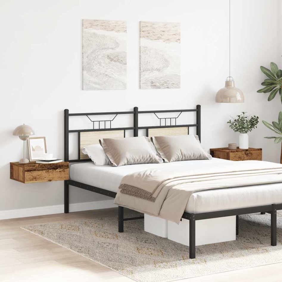 Mesitas de noche flotantes 2 uds madera vieja 40x32x15