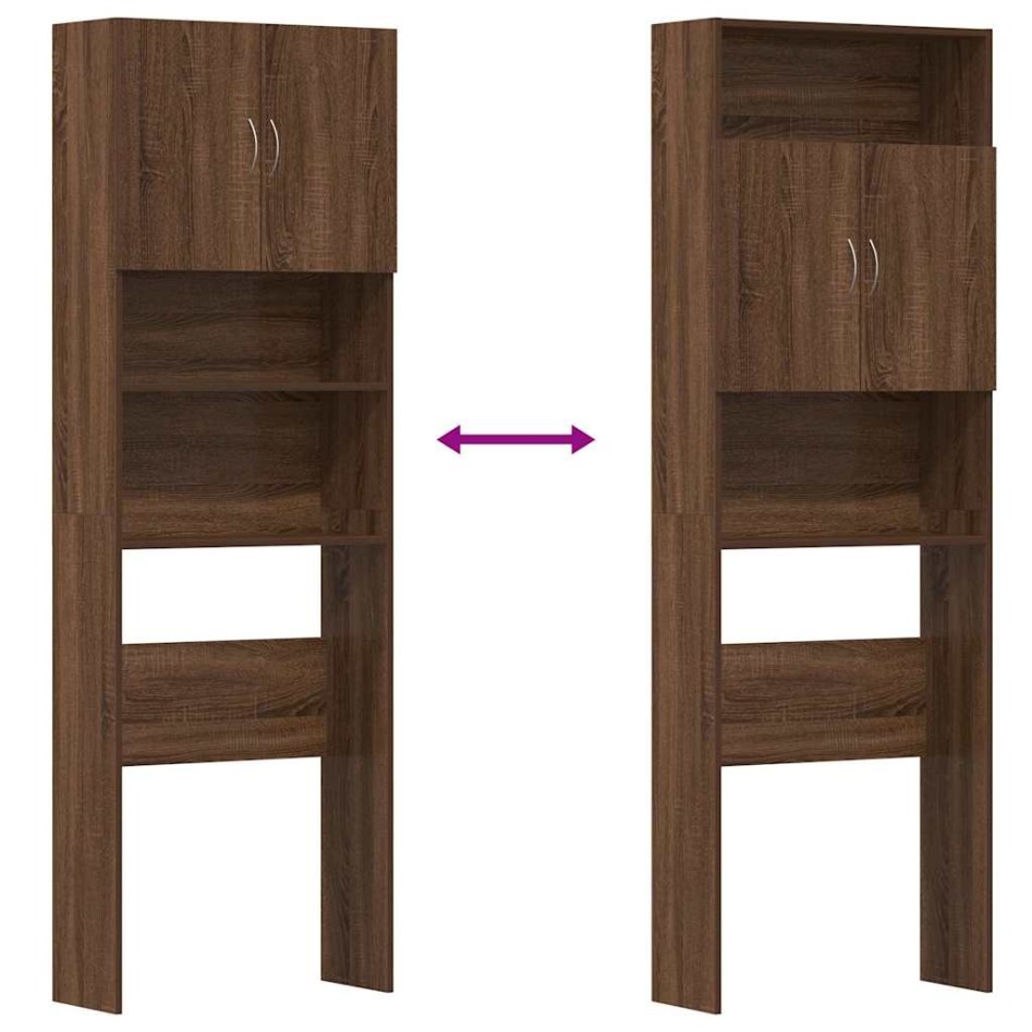 Armario de lavadora madera ingeniería roble marrón 64x24x190