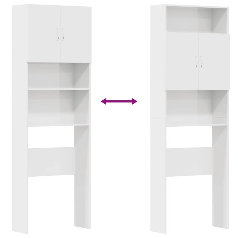 Armario lavadora madera ingeniería blanco brillante