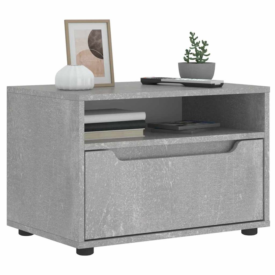 Mueble TV VISNES gris hormigón 60x40x38 cm madera