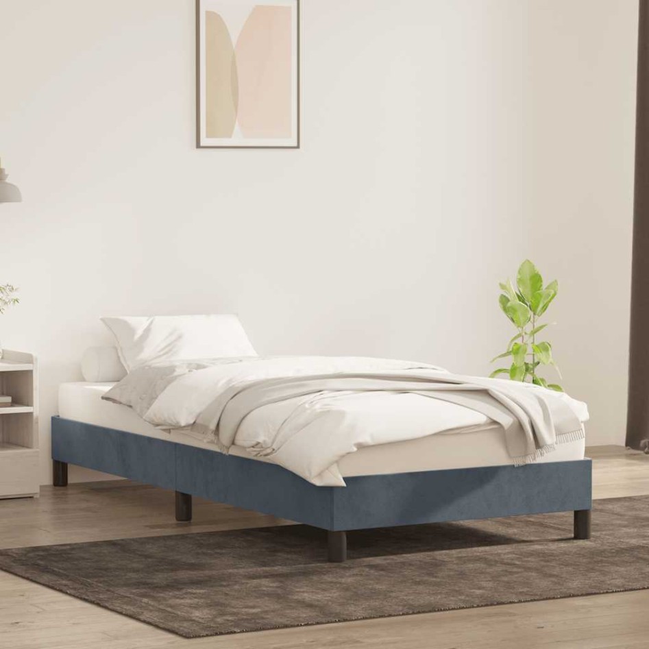 Estructura de cama sin colchón terciopelo gris oscuro 80x220