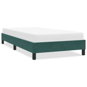 Estructura de cama sin colchón terciopelo verde oscuro