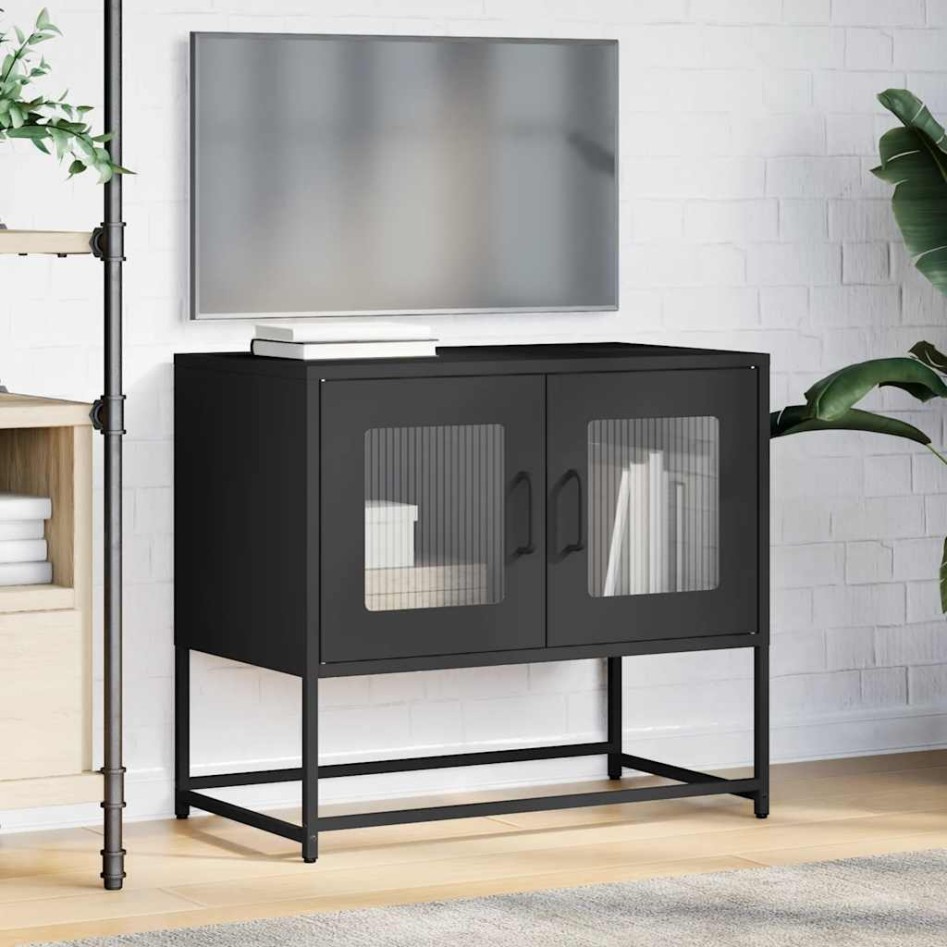 Mueble para TV acero laminado en frío negro 68x39x60,5