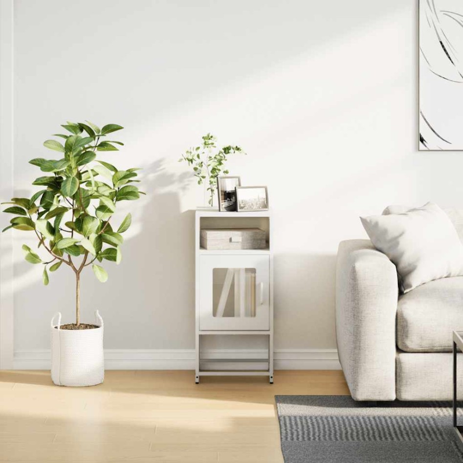 Mesita de noche acero laminado en frío blanco 36x39x78