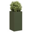 Jardinera de acero laminado en frío verde oliva 40x40x80 cm