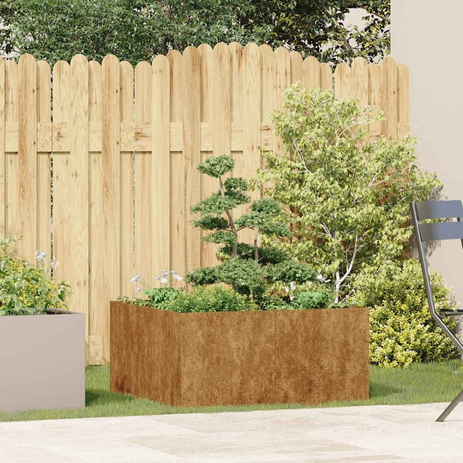 Jardinera oxidada 80x80x40 cm acero