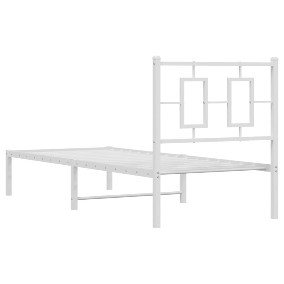 Estructura cama sin colchón con cabecero metal blanco 80x200
