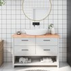 Encimera baño madera maciza tratada marrón claro 120x30x(2-6)cm
