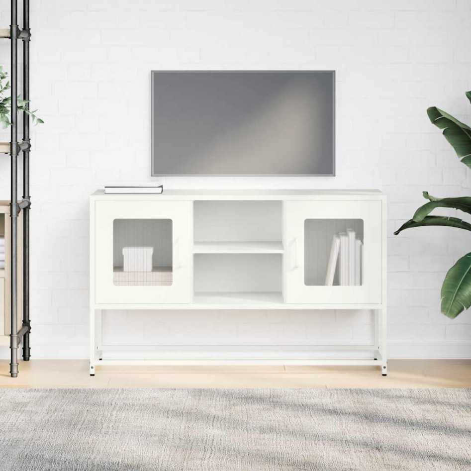 Mueble para TV de acero blanco 100,5x39x60,5