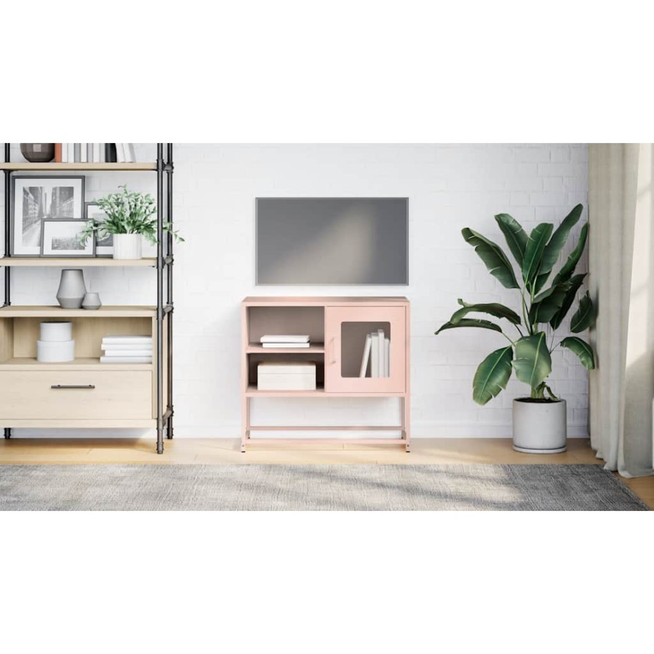 Mueble para TV de acero rosa 68x39x60,5