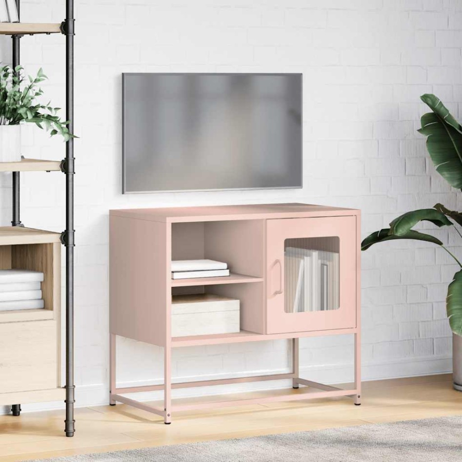 Mueble para TV de acero rosa 68x39x60,5