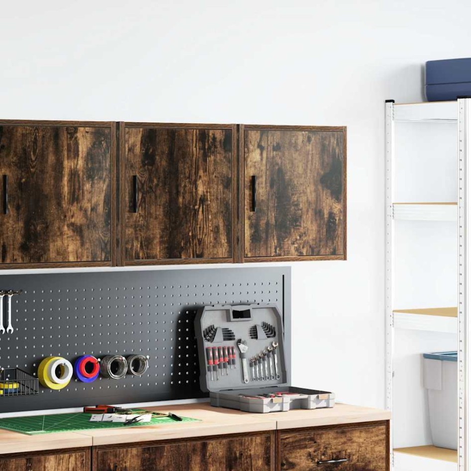 Armarios de pared 2 uds para garaje madera roble