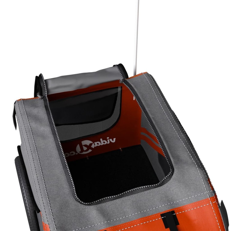 Remolque de bicicleta mascotas hierro tela Oxford naranja