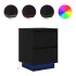 Mesilla de noche con luces LED negra 38x34x50