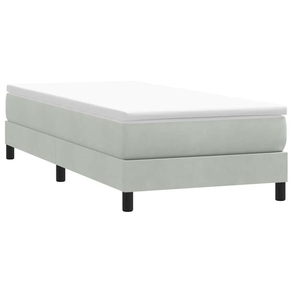 Cama box spring sin colchón terciopelo gris claro 90x210