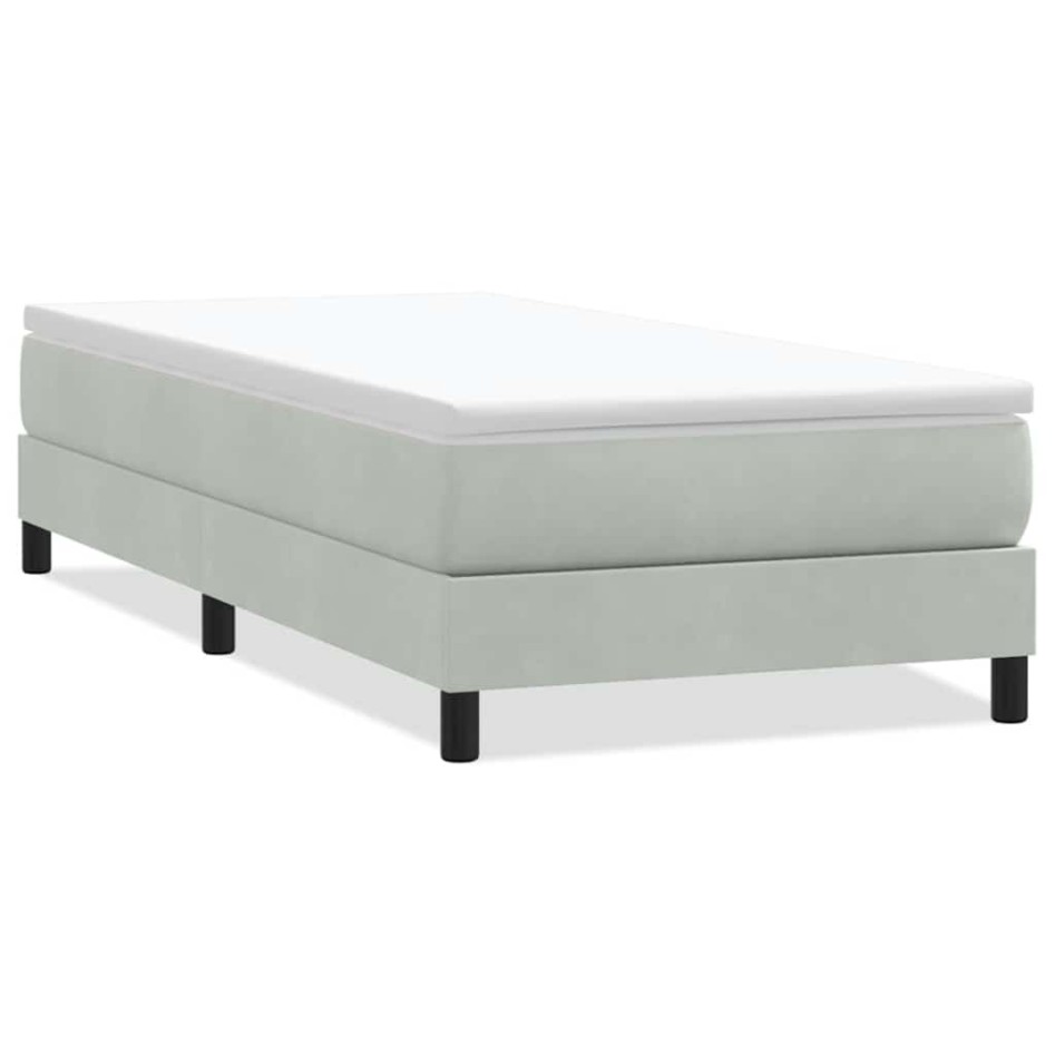 Cama box spring sin colchón terciopelo gris claro 90x210