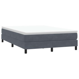 Cama box spring sin colchón terciopelo gris oscuro 140x210