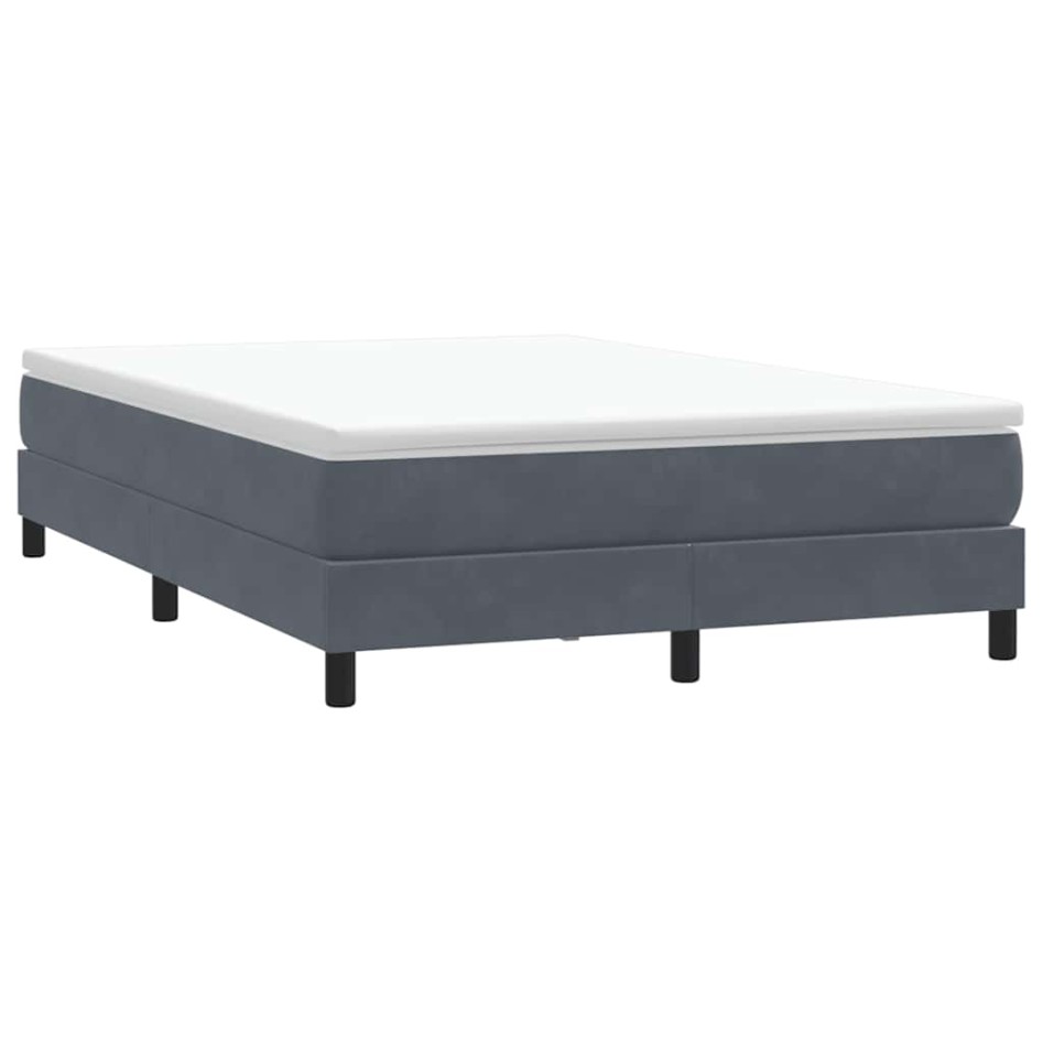 Cama box spring sin colchón terciopelo gris oscuro 140x210