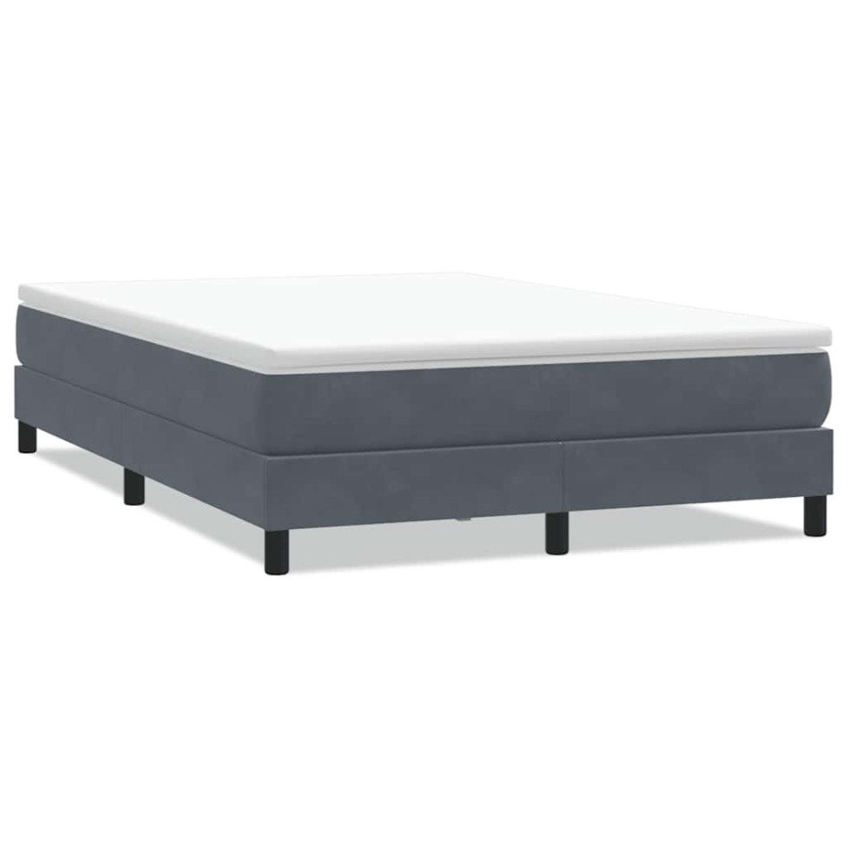 Cama box spring sin colchón terciopelo gris oscuro 140x210