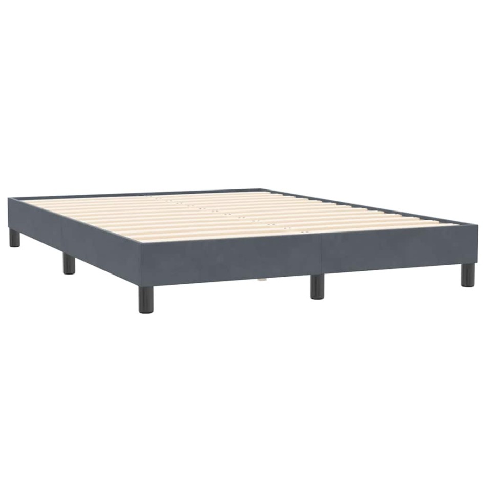 Cama box spring sin colchón terciopelo gris oscuro 140x210