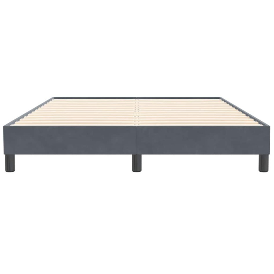 Cama box spring sin colchón terciopelo gris oscuro 140x210