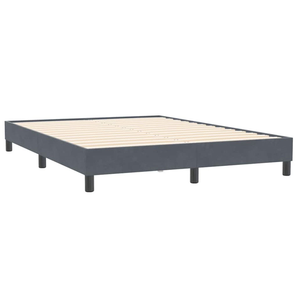 Cama box spring sin colchón terciopelo gris oscuro 140x210