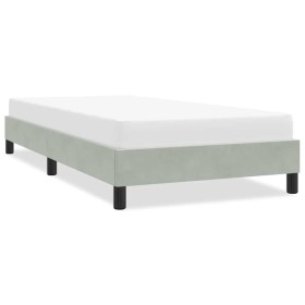 Estructura de cama sin colchón terciopelo gris claro 90x210