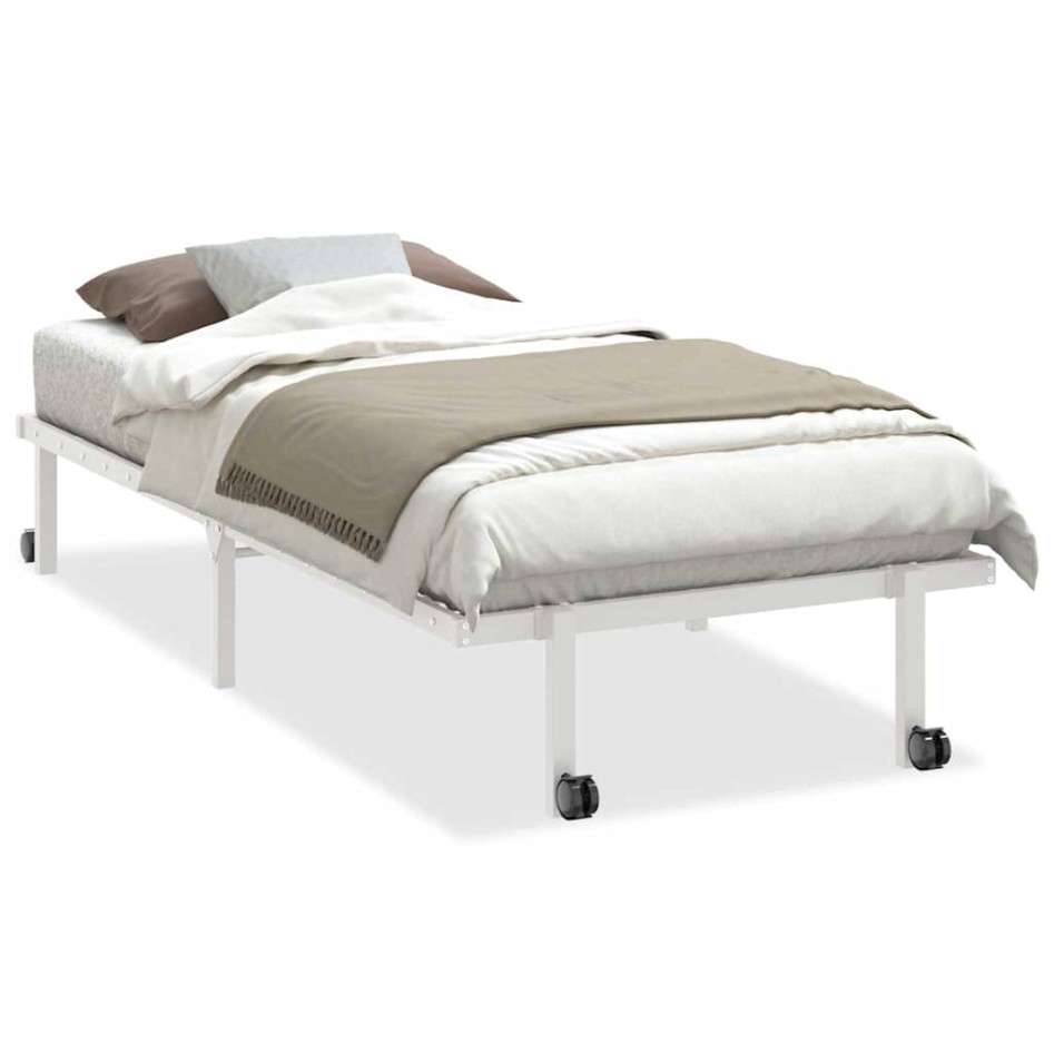Estructura de cama sin colchón plegable blanco acero 90x200