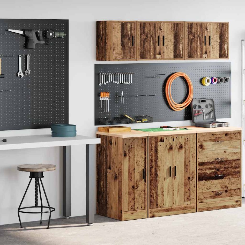 Armarios 2 uds para garaje madera ingeniería antigua