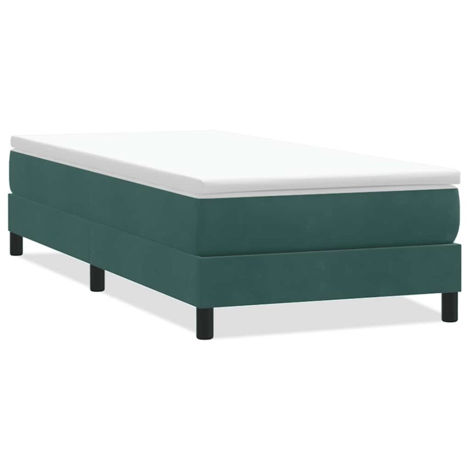 Cama box spring sin colchón verde oscuro terciopelo 90x220