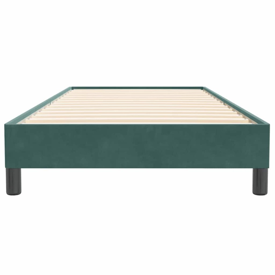 Cama box spring sin colchón verde oscuro terciopelo 90x220
