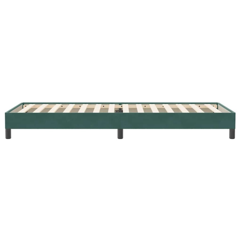 Cama box spring sin colchón verde oscuro terciopelo 90x220