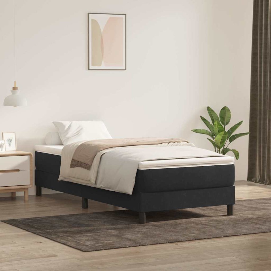 Cama box spring sin colchón negro terciopelo 80x220