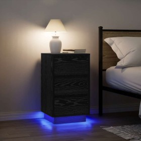 Mesilla de noche con luces LED negro38x34x65