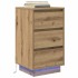 Mesilla de noche con luces LED roble artesanal 38x34x65