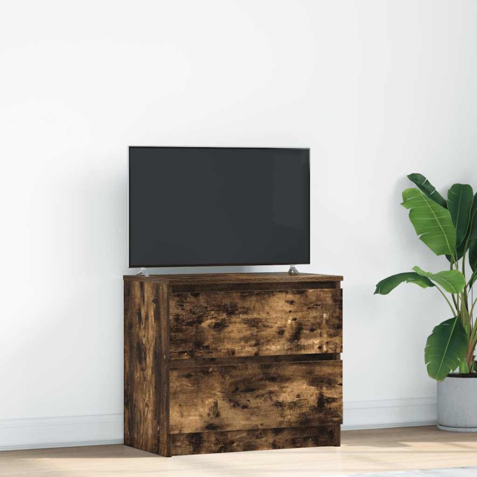 Mueble de TV madera de ingeniería roble ahumado 60x35x54
