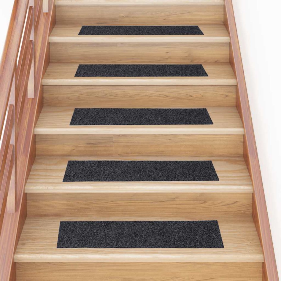 Alfombrillas escaleras autoadhesivas 30uds gris 76x20