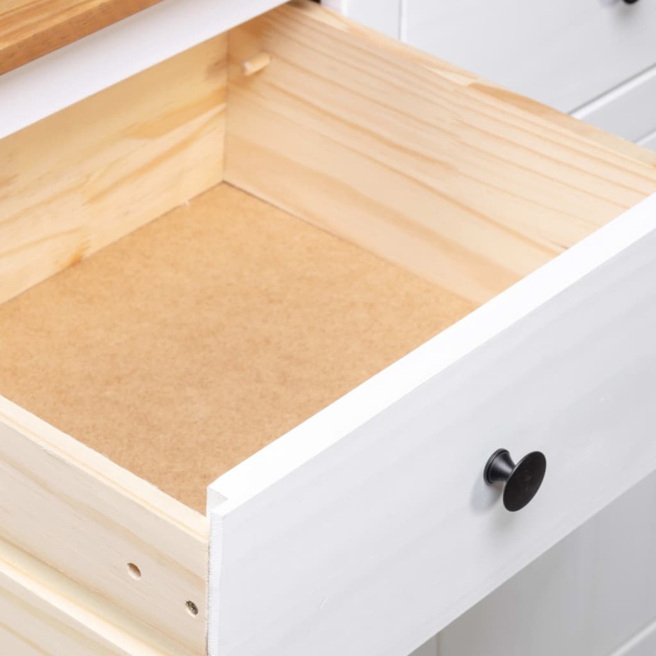 Aparador de madera de pino estilo Panamá blanco 135x40x80