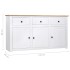 Aparador de madera de pino estilo Panamá blanco 135x40x80