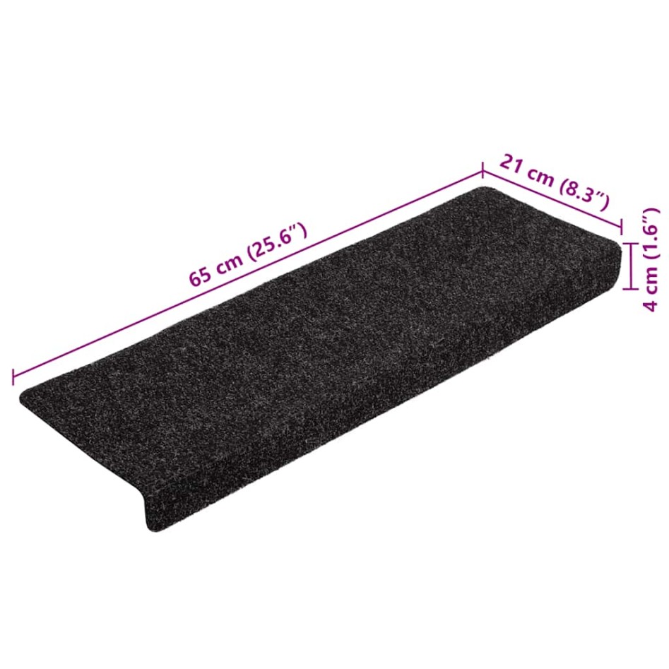 Alfombrilla autoadhesiva escalera 20 uds negro 65x21x4