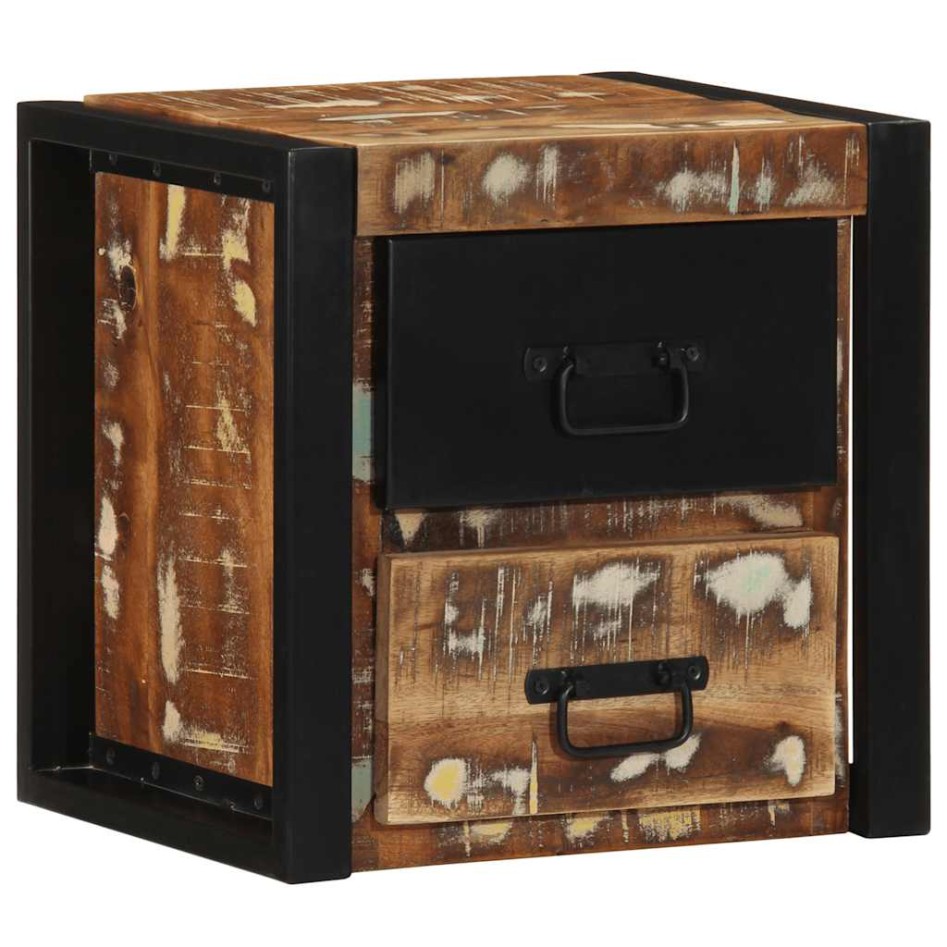 Mesilla de noche multicolor 40x35x40 cm madera maciza