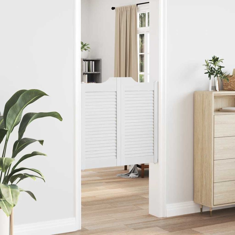 Puertas batientes diseño de lamas 1 par blanco 80x80