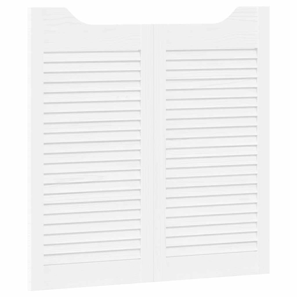 Puertas batientes diseño de lamas 1 par blanco 80x80