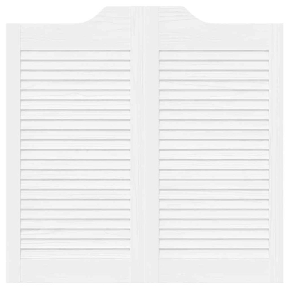 Puertas batientes diseño de lamas 1 par blanco 80x80