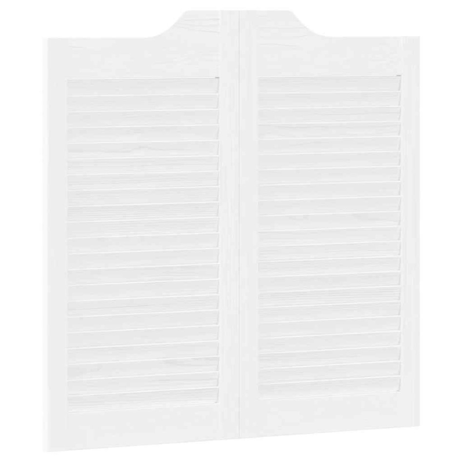 Puertas batientes diseño de lamas 1 par blanco 80x80