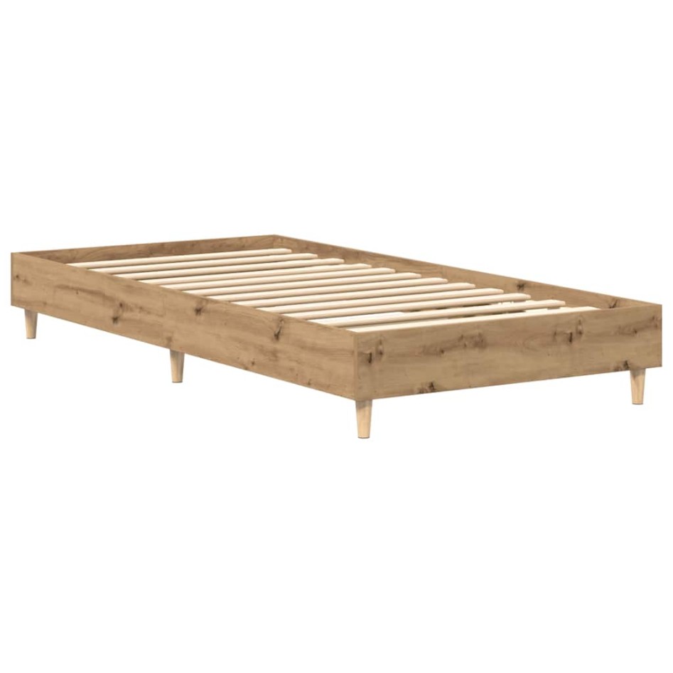 Estructura de cama sin colchón roble artesanal 75x190 cm